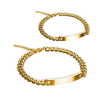 Engraved Titanium Steel Lovers' Day 18K High Quality Gold Plated Bracelet